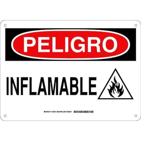 Brady Danger Sign, 10 in Height, 14 in Width, Plastic, Rectangle, Spanish 124957