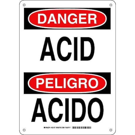 Brady Danger Sign, 14 in H, 10 in W, Plastic, Rectangle, English, Spanish, 125137 125137
