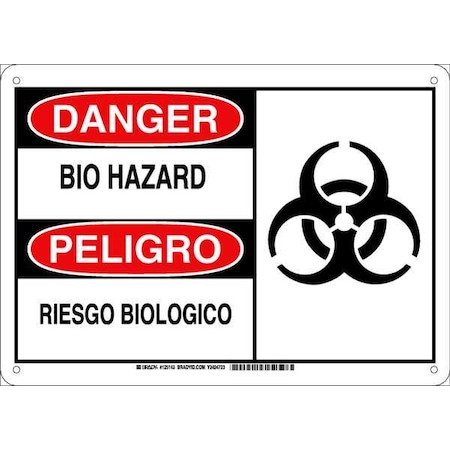 Brady Danger Sign, 10 in Height, 14 in Width, Plastic, Rectangle, English, Spanish 125143