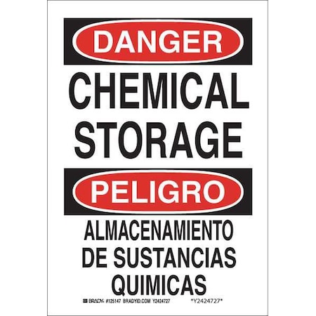 Brady Danger Sign, 10 in H, 7 in W, Rectangle, English, Spanish, 125145 125145