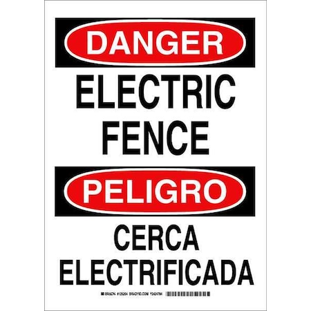 Brady Danger Sign, 14 in Height, 10 in Width, Polyester, Rectangle, English, Spanish 125204