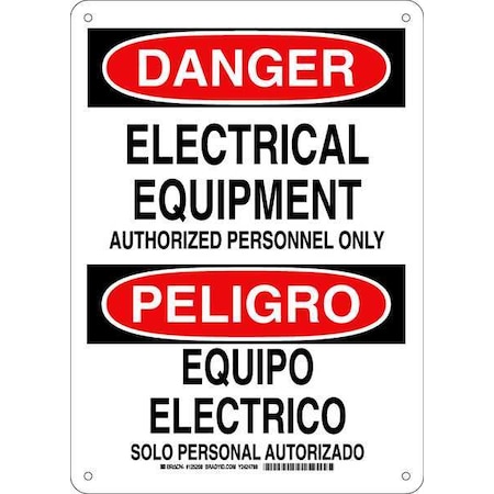 Brady Danger Sign, 14 in Height, 10 in Width, Aluminum, Rectangle, English, Spanish 125208