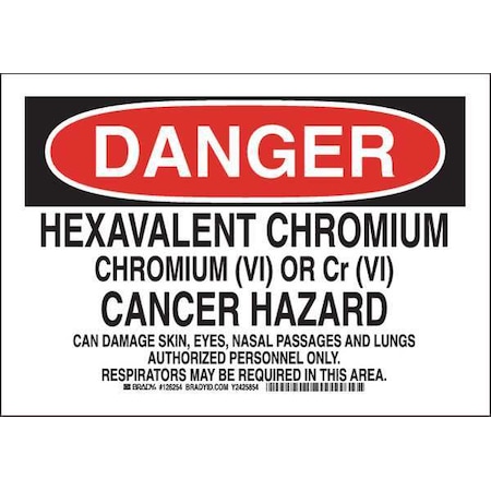 Brady Danger Sign, 7 in H, 10 in W, Polyester, Rectangle, English, 126254 126254