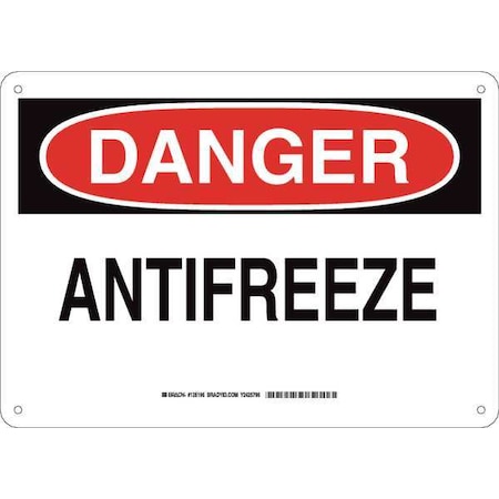 Brady Danger Sign, 10 in H, 14 in W, Plastic, Rectangle, English, 126196 126196