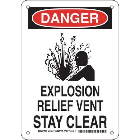 Brady Danger Sign, 10 in H, 7 in W, Plastic, Rectangle, English, 126217 126217