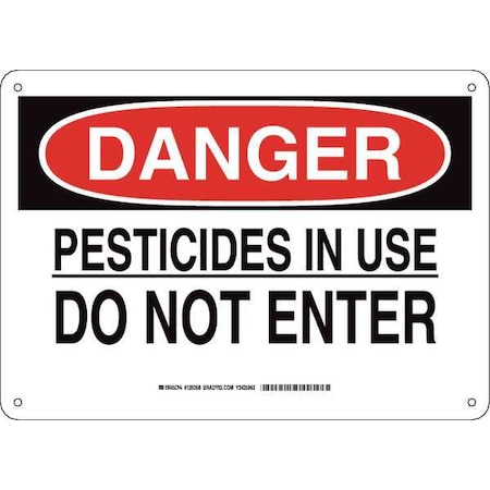 Brady Danger Sign, 10 in H, 14 in W, Plastic, Rectangle, English, 126358 126358