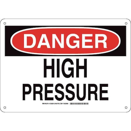 Brady Danger, High Pressure, 14" W x 10" H, Rectangle, Plastic, 126268 126268