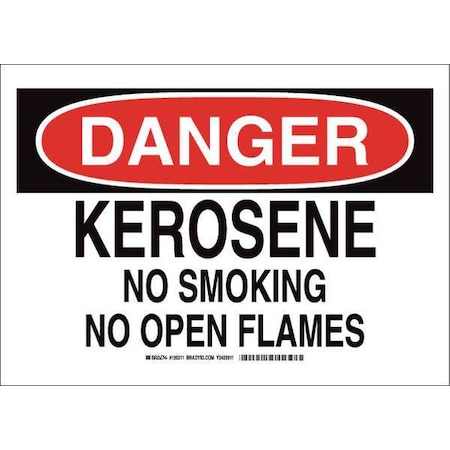 BRADY Danger No Smoking Sign, 10" H, 14 in W, Polyester, Rectangle, English, 126311 126311