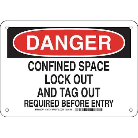 Brady Danger Sign, 7 in H x 10 in W, Aluminum, Rectangle 126774