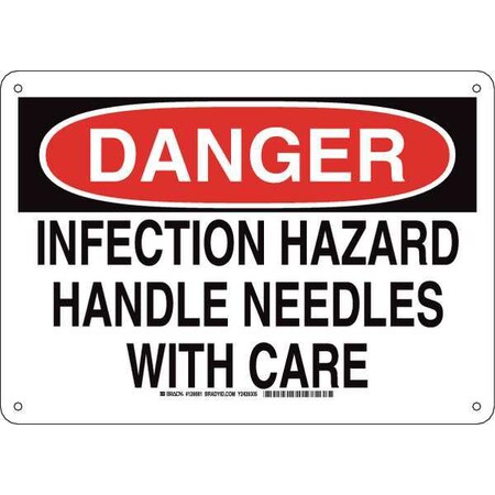 Brady Danger Sign, 10 in Height, 14 in Width, Aluminum, Rectangle, English 126681