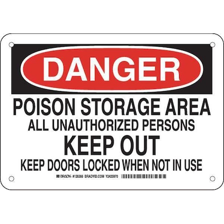 Brady Danger, Poison Storage Area All Unauthorized Persons Keep Out ...
