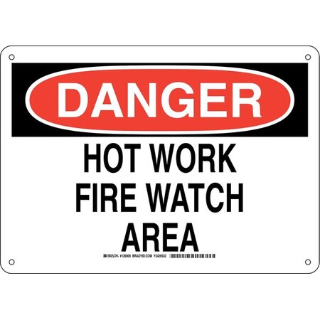 Brady Danger Sign, 10 in H, 14 in W, Aluminum, Rectangle, English, 126909 126909