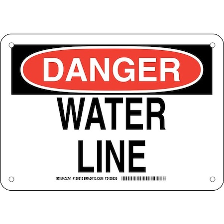 Brady Danger, Water Line, 10" W x 7" H, Rectangle, Aluminum, 126912 126912