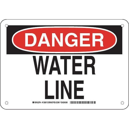 Brady Danger, Water Line, 10" W x 7" H, Rectangle, Plastic, 126913 126913