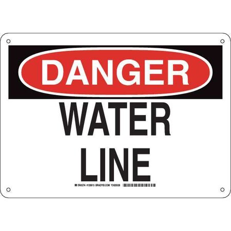 Brady Danger, Water Line, 14" W x 10" H, Rectangle, Aluminum, 126915 126915