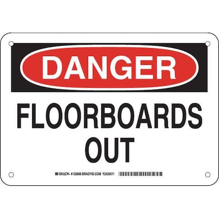 Brady Danger, Floorboards Out, 10" W x 7" H, Rectangle, Aluminum, 126888 126888