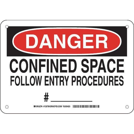 Brady Danger Sign, 7 in H x 10 in W, Plastic, Rectangle 126799