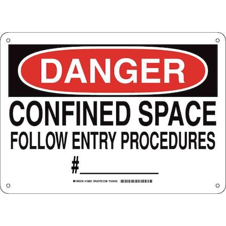 Brady Danger Sign, 10 in H x 14 in W, Aluminum, Rectangle 126801