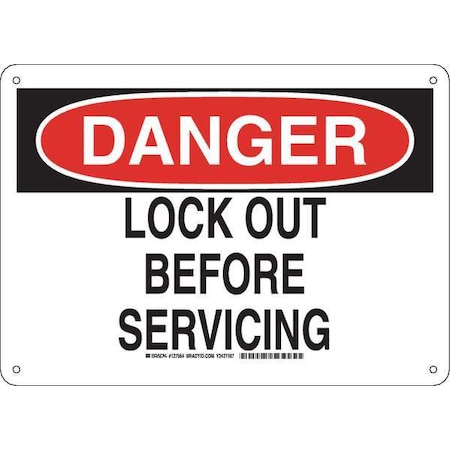 Brady Danger Sign, 10 in Height, 14 in Width, Plastic, Rectangle, English 127564