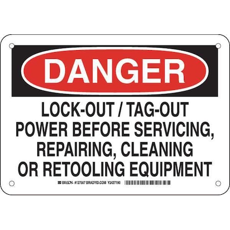 Brady Danger Sign, 7 in Height, 10 in Width, Plastic, Rectangle, English 127567