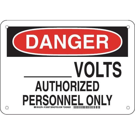 Brady Danger Sign, 7 in Height, 10 in Width, Plastic, Rectangle, English 126997