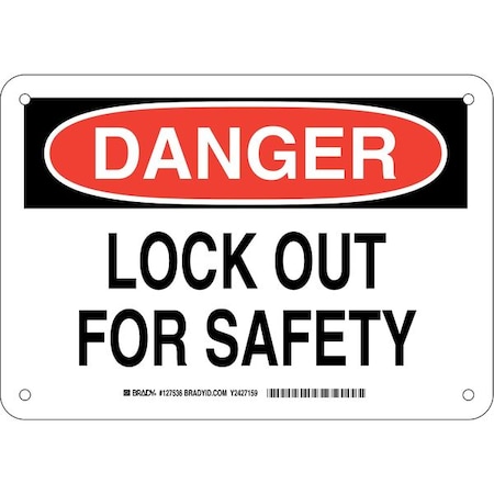 Brady Danger Sign, 7 in Height, 10 in Width, Aluminum, Rectangle, English 127536