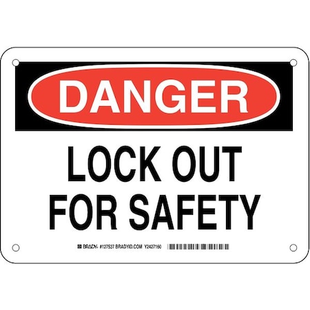 Brady Danger Sign, 7 in Height, 10 in Width, Plastic, Rectangle, English 127537