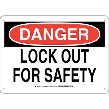 Brady Danger Sign, 10 in Height, 14 in Width, Plastic, Rectangle, English 127540