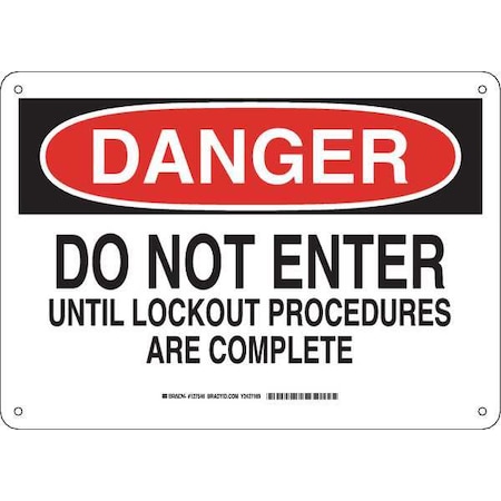 Brady Danger Sign, 10 in Height, 14 in Width, Plastic, Rectangle, English 127546