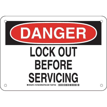 Brady Danger Sign, 7 in Height, 10 in Width, Aluminum, Rectangle, English 127560