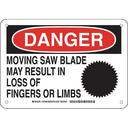 Brady Danger Sign, 7 in Height, 10 in Width, Plastic, Rectangle, English 127909