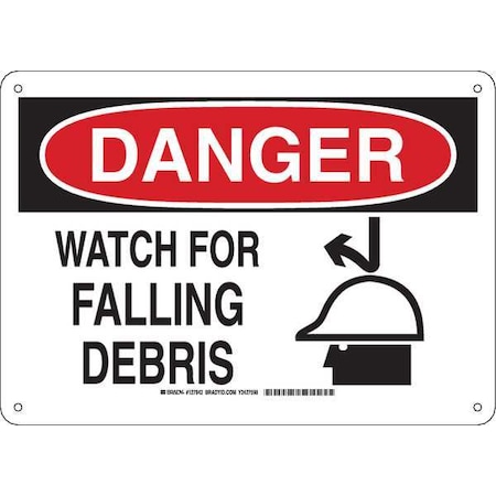 Brady Danger, Watch For Falling Debris, 14" W x 10" H, Rectangle, Plastic, 127942 127942