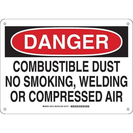 Brady Danger No Smoking Sign, 10" H, 14 in W, Rectangle, English, 128121 128121