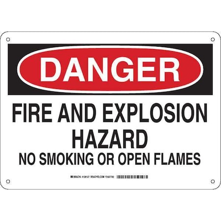 Brady Danger No Smoking Sign, 10" H, 14 in W, Rectangle, English, 128127 128127
