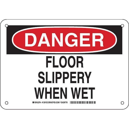 Brady Danger Sign, 7" H, 10" W, Aluminum, Rectangle, English, 129102 129102