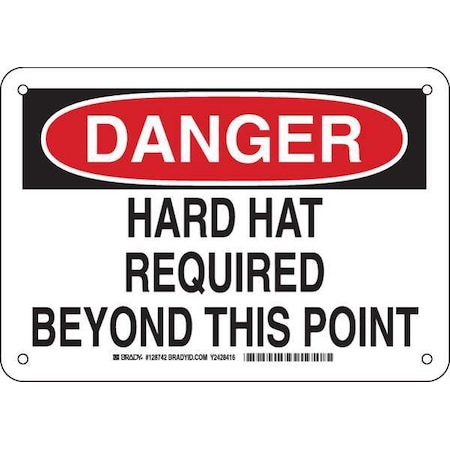 Brady Danger Sign, 7 in Height, 10 in Width, Aluminum, Rectangle, English 128742