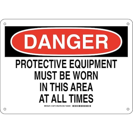 Brady Danger Sign, 10 in Height, 14 in Width, Aluminum, Rectangle, English 128775