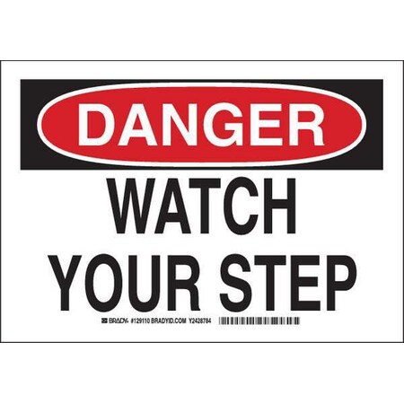 Brady Danger Sign, 7" H, 10" W, Polyester, Rectangle, English, 129110 129110