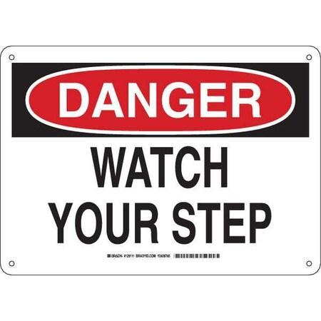 Brady Danger Sign, 10" H, 14" W, Aluminum, Rectangle, English, 129111 129111