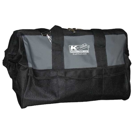 Kraft Tool Tool Bag, Black, Gray, Nylon, 12 Pockets WL102
