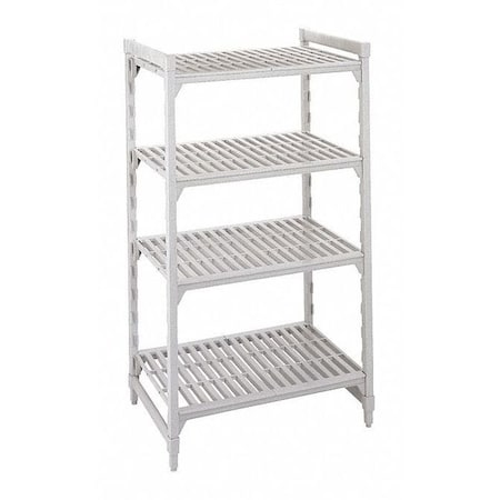Cambro Starter Shelving Unit, Plastic, Vented Style, 4 Shelves, Speckled Gray EACPU245472V4480