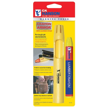C.H. Hanson Marking Crayon, 4-1/2 in L, Yellow, Wax 125