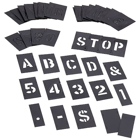 C.H. Hanson Stencil Set, Combination Set, Gothic Font, PVC, 46 Pieces 10191