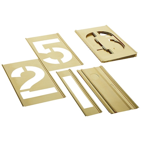C.H. Hanson Stencil, Number Set, Gothic Font, Brass, 15 Pieces 10015