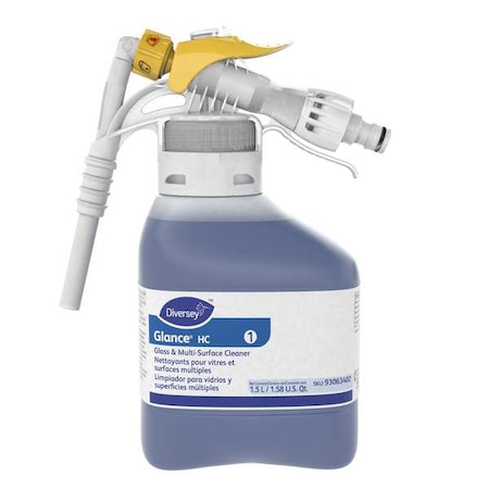 Diversey Liquid Glass and All Purpose Cleaner, 1.5L, Blue, Unscented, Hose End Connection Bottle, 2 PK 93063402