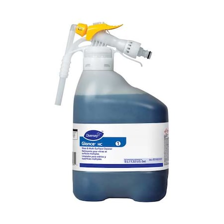 Diversey Liquid Glass and All Purpose Cleaner, 5L, Blue, Unscented, Hose End Connection Bottle 93165337