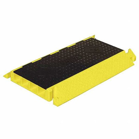 Checkers Cable Protector, 4 in H, 3 ft L, 24 in W, 4 Channel, Polyurethane, Black, Yellow BB4-300GM-B/Y