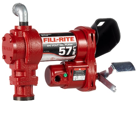 Fill-Rite Fuel Transfer Pump, 24V DC, 15 gpm Max. Flow Rate , 1/4 HP, Cast Iron, 1 in Inlet FR2404H