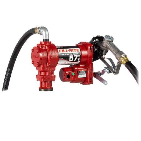 Fill-Rite Fuel Transfer Pump, 24V DC, 15 gpm Max. Flow Rate , 1/4 HP, Cast Iron, 1 in Inlet FR2410H