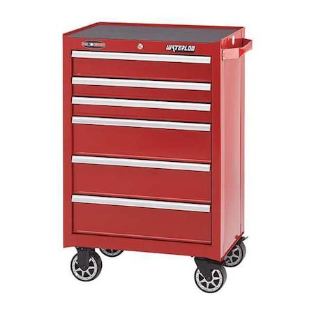 Waterloo Waterloo Rolling Cabinet, 6 Drawer, Red, Steel, 26" W x 18" D x 40-3/4" H WCA-266RD
